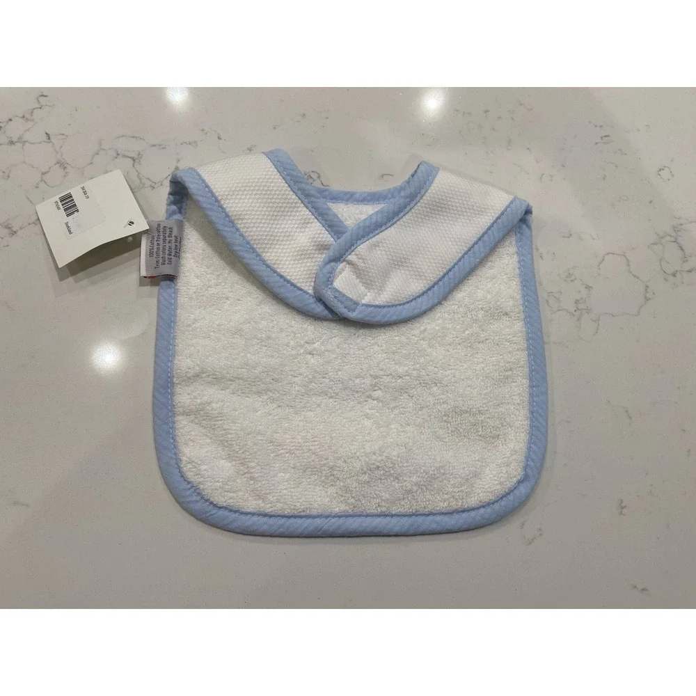 NWT Smocked Boutique Baby Bib Blue Embroidered Owl Baby Shower Gift Heirloom